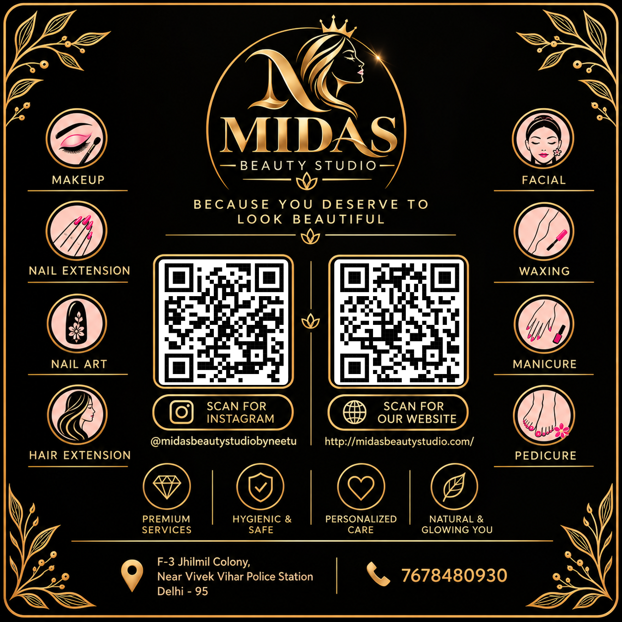 Midas Beauty Studio services card